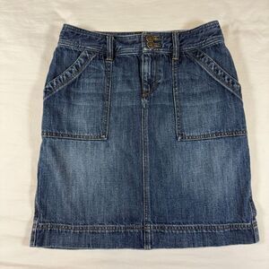 Ann Taylor LOFT Denim Pocket Shift Skirt Women's Size 0 Dark Wash